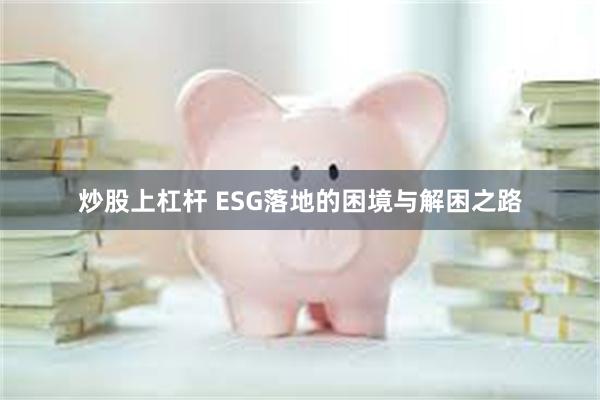 炒股上杠杆 ESG落地的困境与解困之路