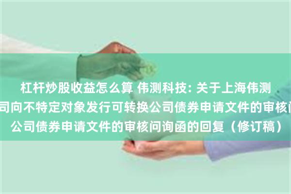 杠杆炒股收益怎么算 伟测科技: 关于上海伟测半导体科技股份有限公司向不特定对象发行可转换公司债券申请文件的审核问询函的回复（修订稿）